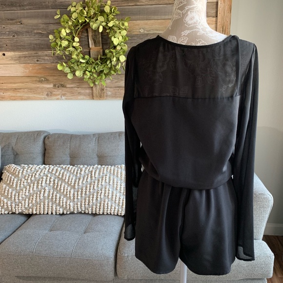 Lulus Surplice Long Sheer Sleeve Romper - Picture 4 of 9